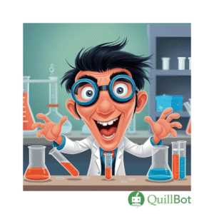 Scientist with beakers