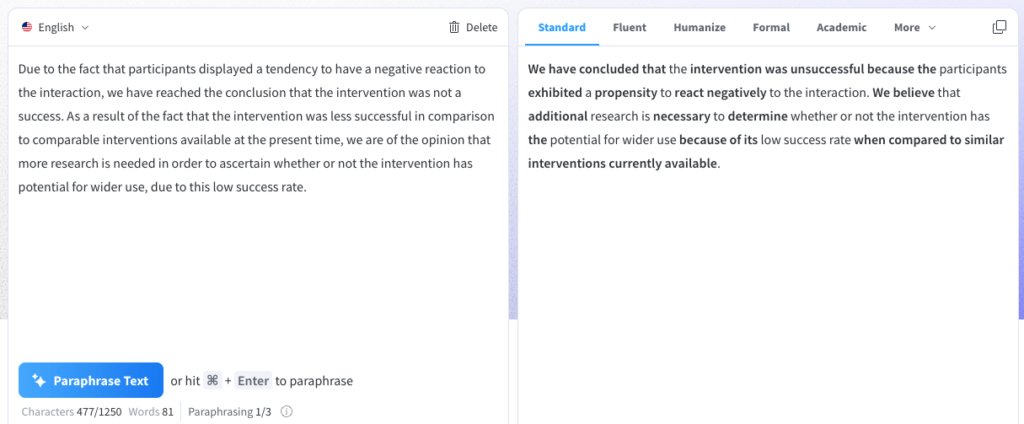 LanguageTool paraphraser example