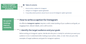 Example of blog article structure and formatting