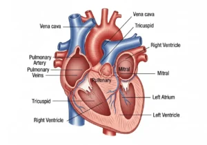 AI generated diagram of a human heart with labels