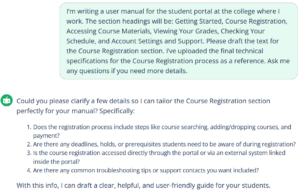 QuillBot's free AI user manual generator example prompt 2