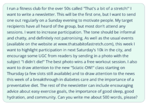 Screenshot of a prompt sent to an AI newsletter generator