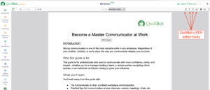Screenshot of the QuillBot PDF editor toolbar
