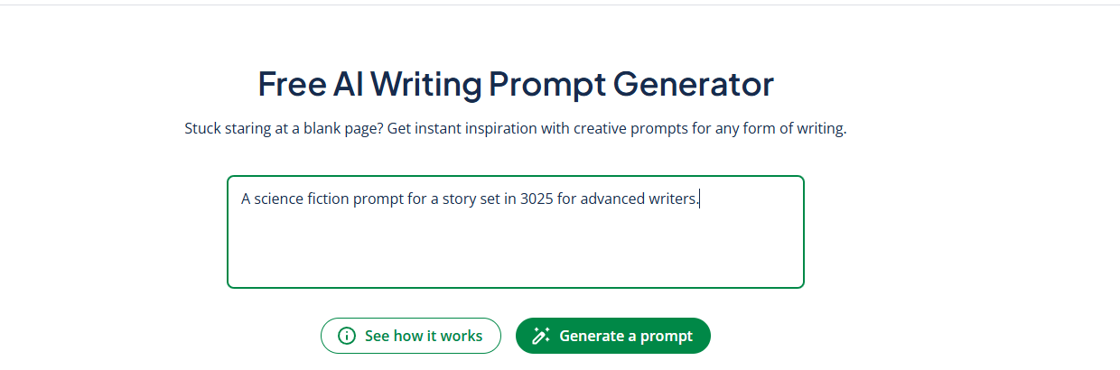 Writing prompt generator example