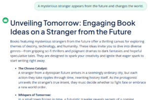 AI book idea generator example prompt
