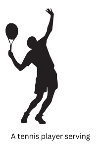 A tennis player serving