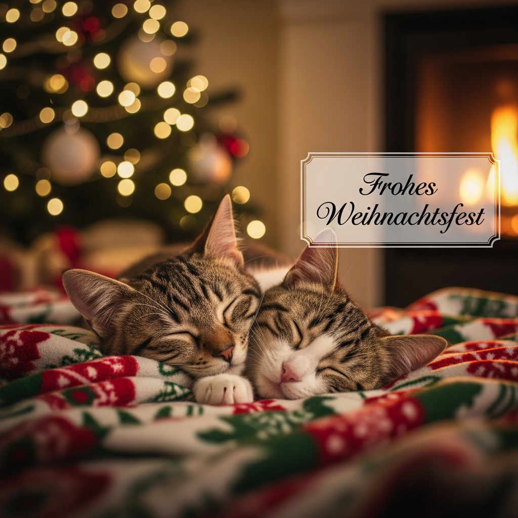 Weihnachtsgruss-schlafende-Katzen