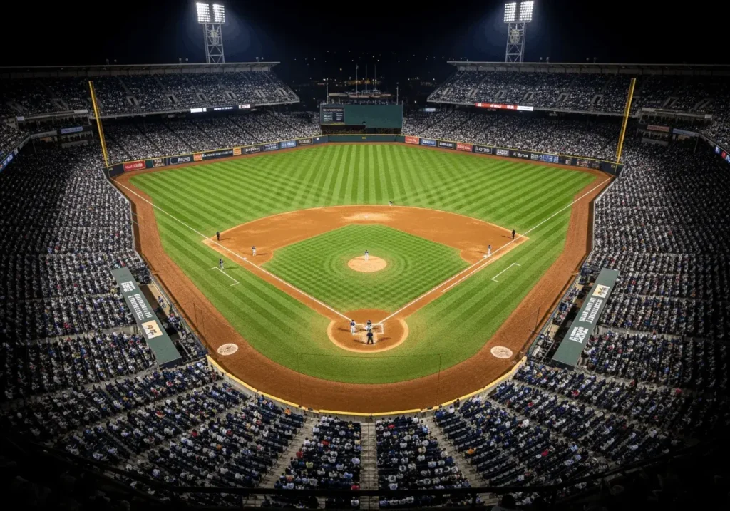 An AI-generated image of a baseball diamond