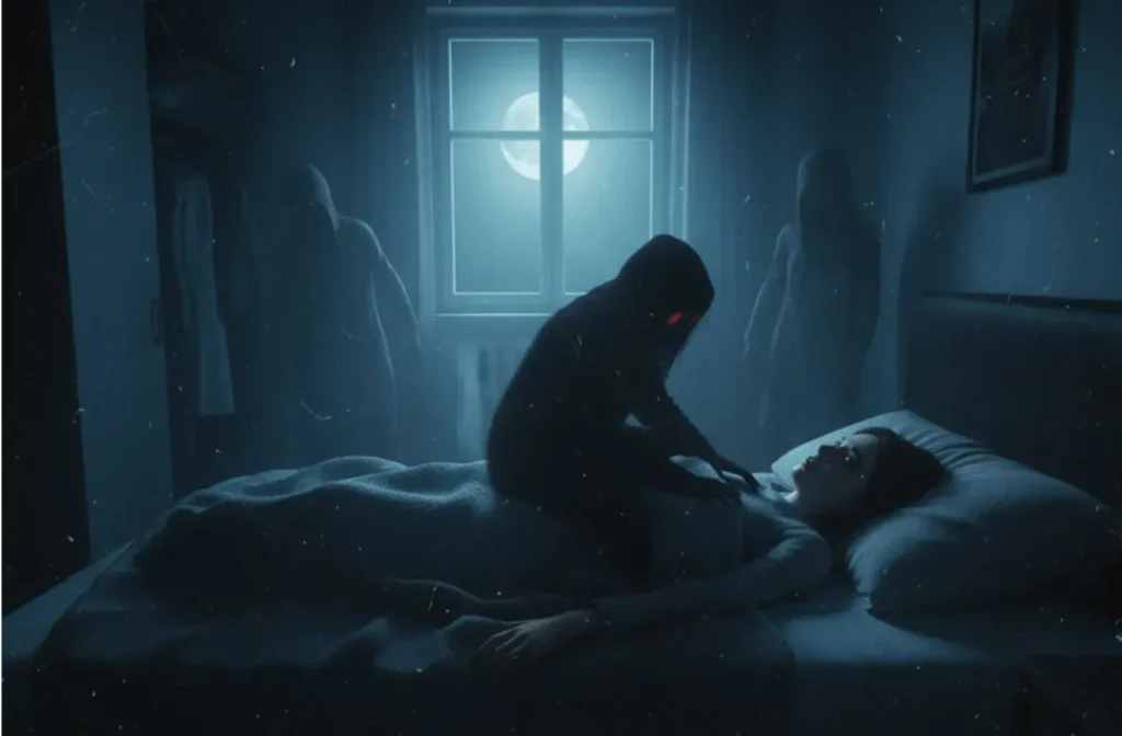 An AI-generated image of sleep paralysis