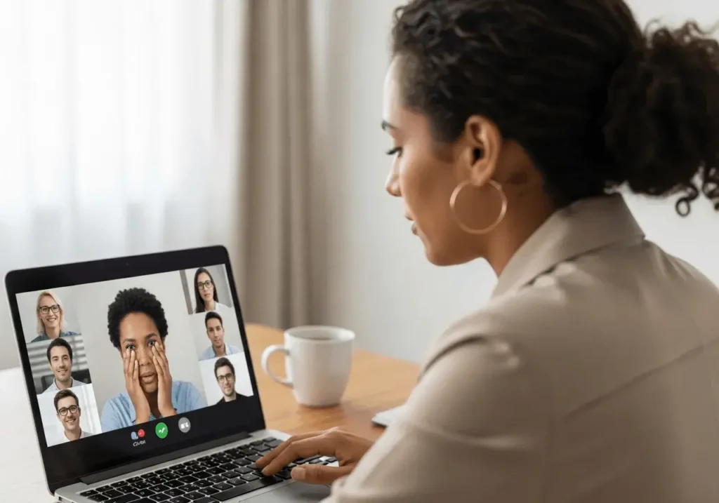 An AI-generated image of a virtual meeting