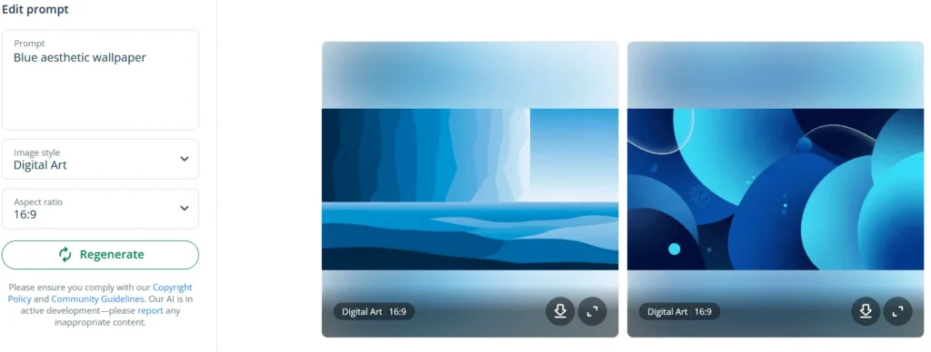 AI blue wallpaper generator