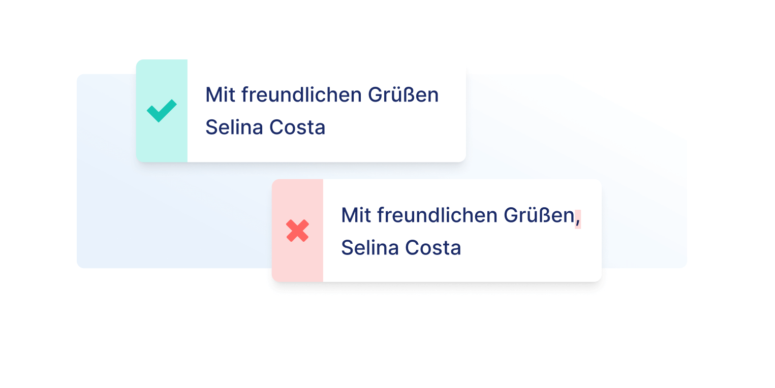 mit freundlichen grüßen komma
