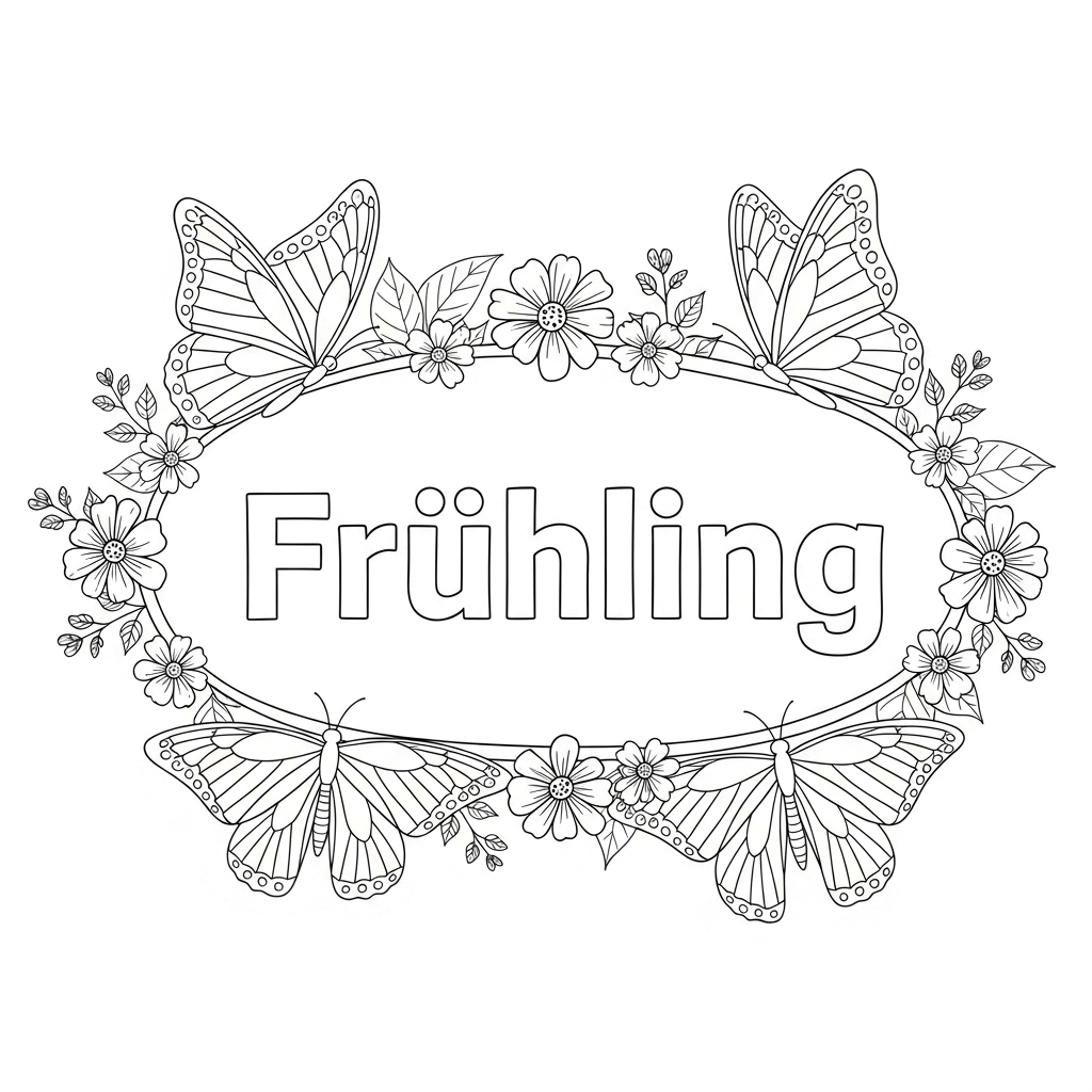 Frühlings-Ausmalbild für Erwachsene