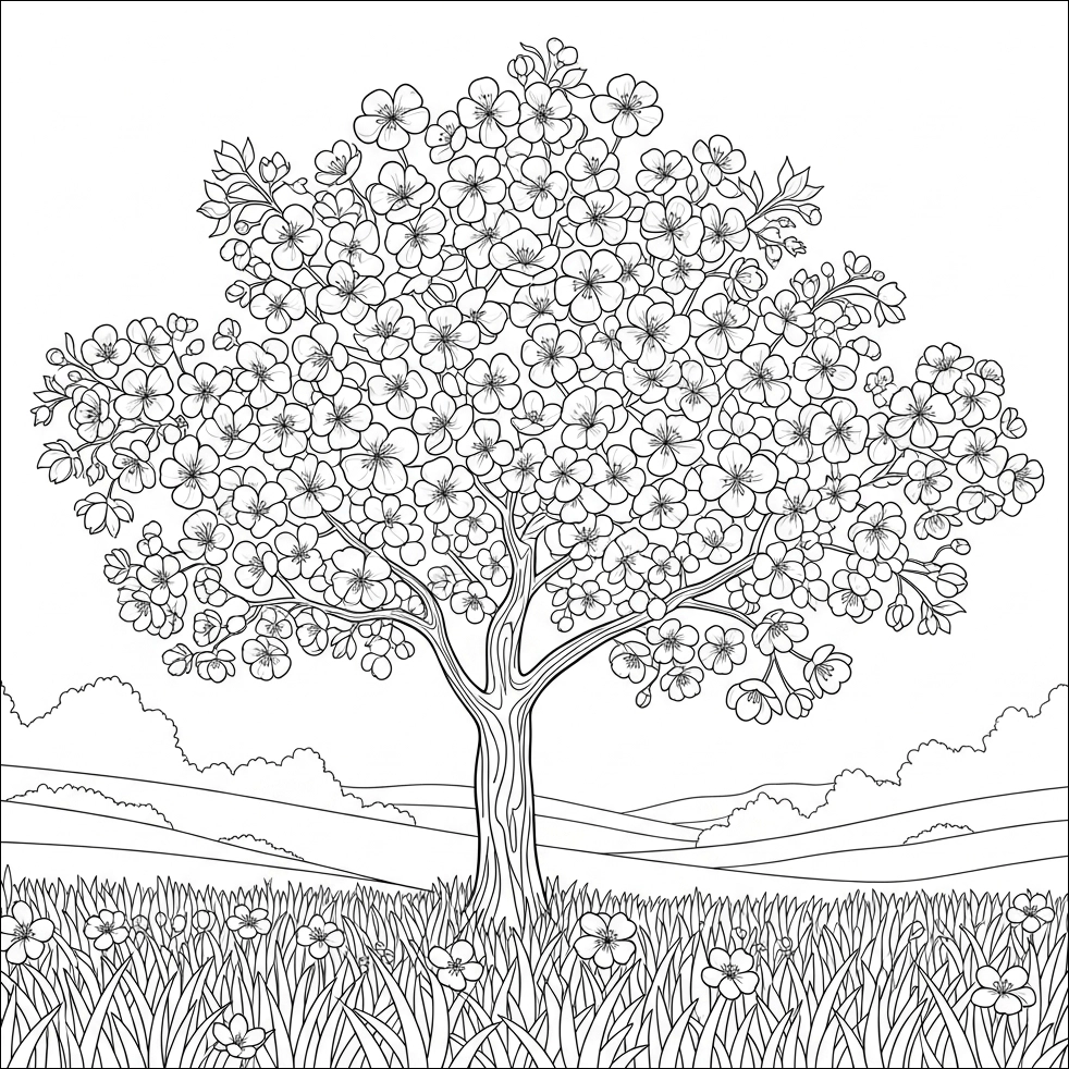 Frühlings-Ausmalbild für Erwachsene
