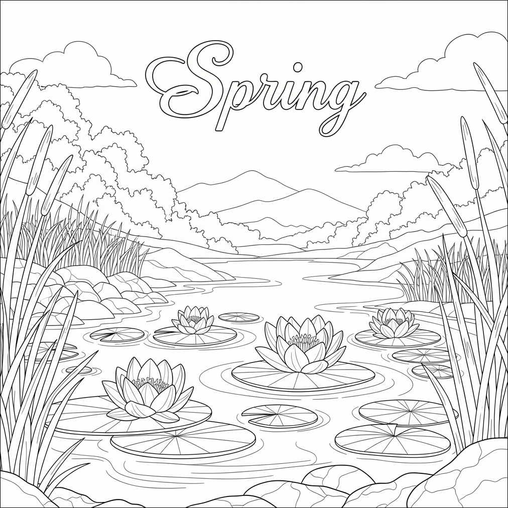 Frühlings-Ausmalbild für Erwachsene