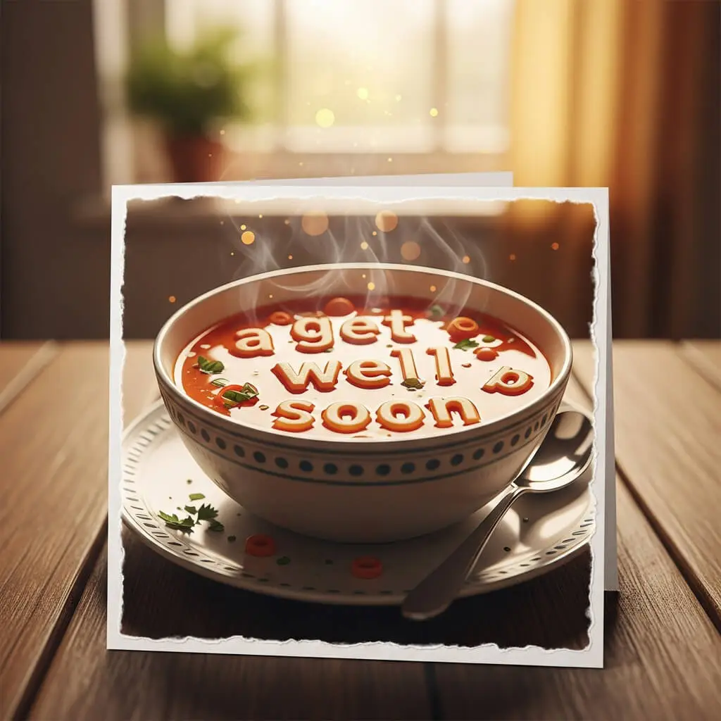 get well soon card - creative - alphabet soup
