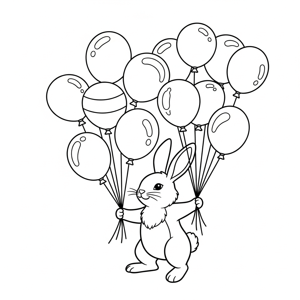 coloriage lapin ballons