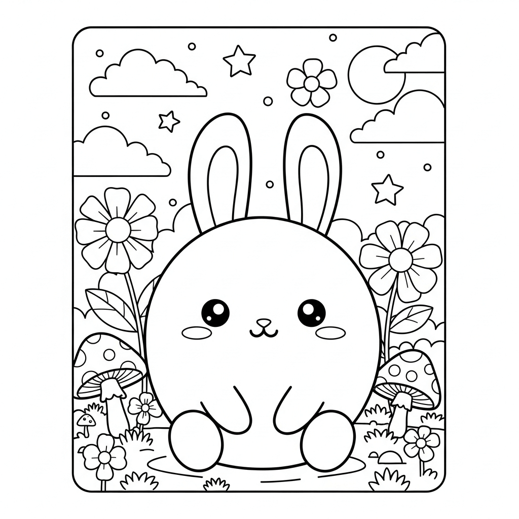 coloriage lapin kawai
