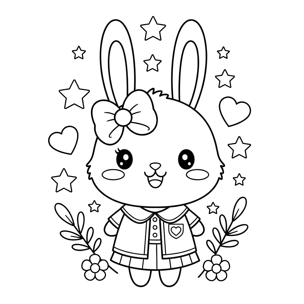 coloriage lapin kawai