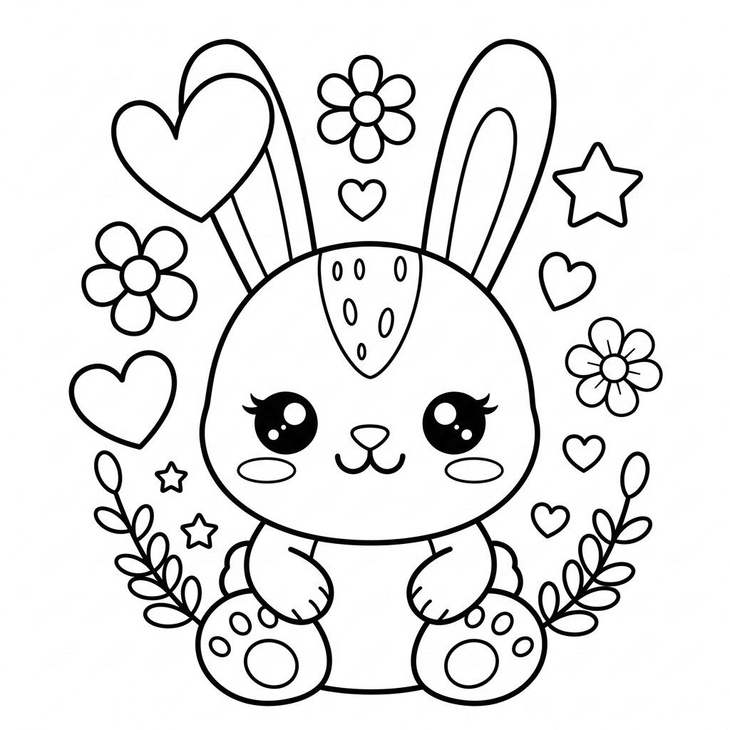 coloriage lapin kawai