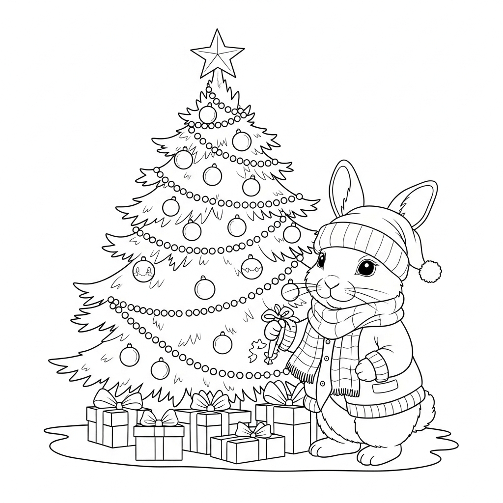 coloriage lapin noel