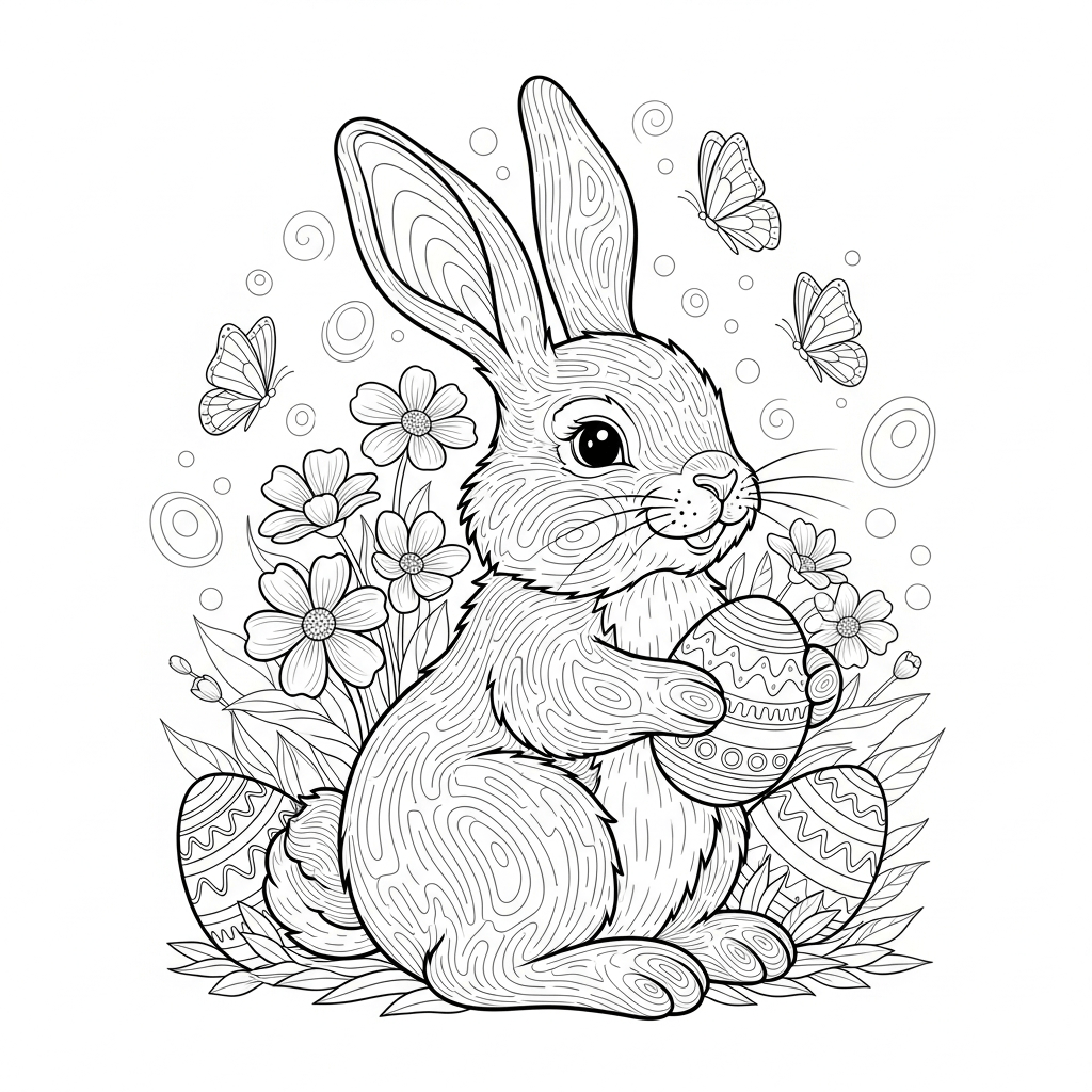 coloriage lapin paques