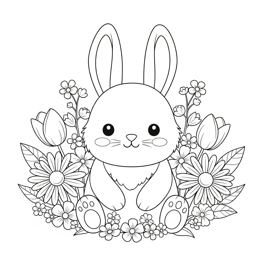 coloriage lapin printemps