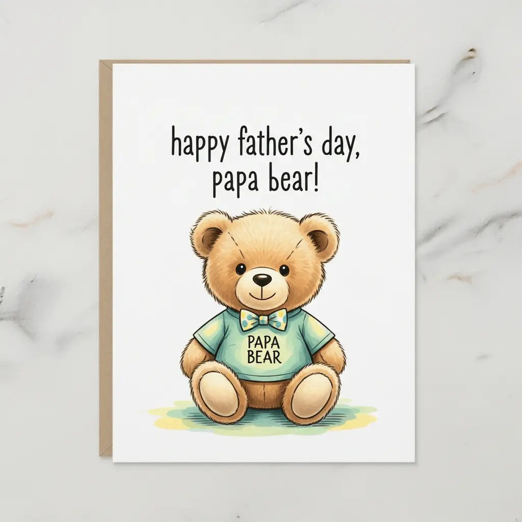 teddy bear themed card for father's day