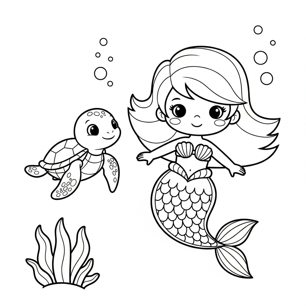 Meerjungfrau und Schildkröte