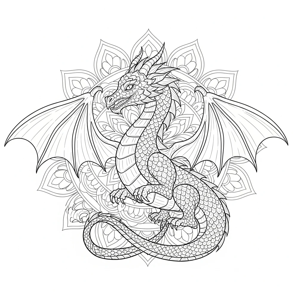 Drachen-Ausmalbild