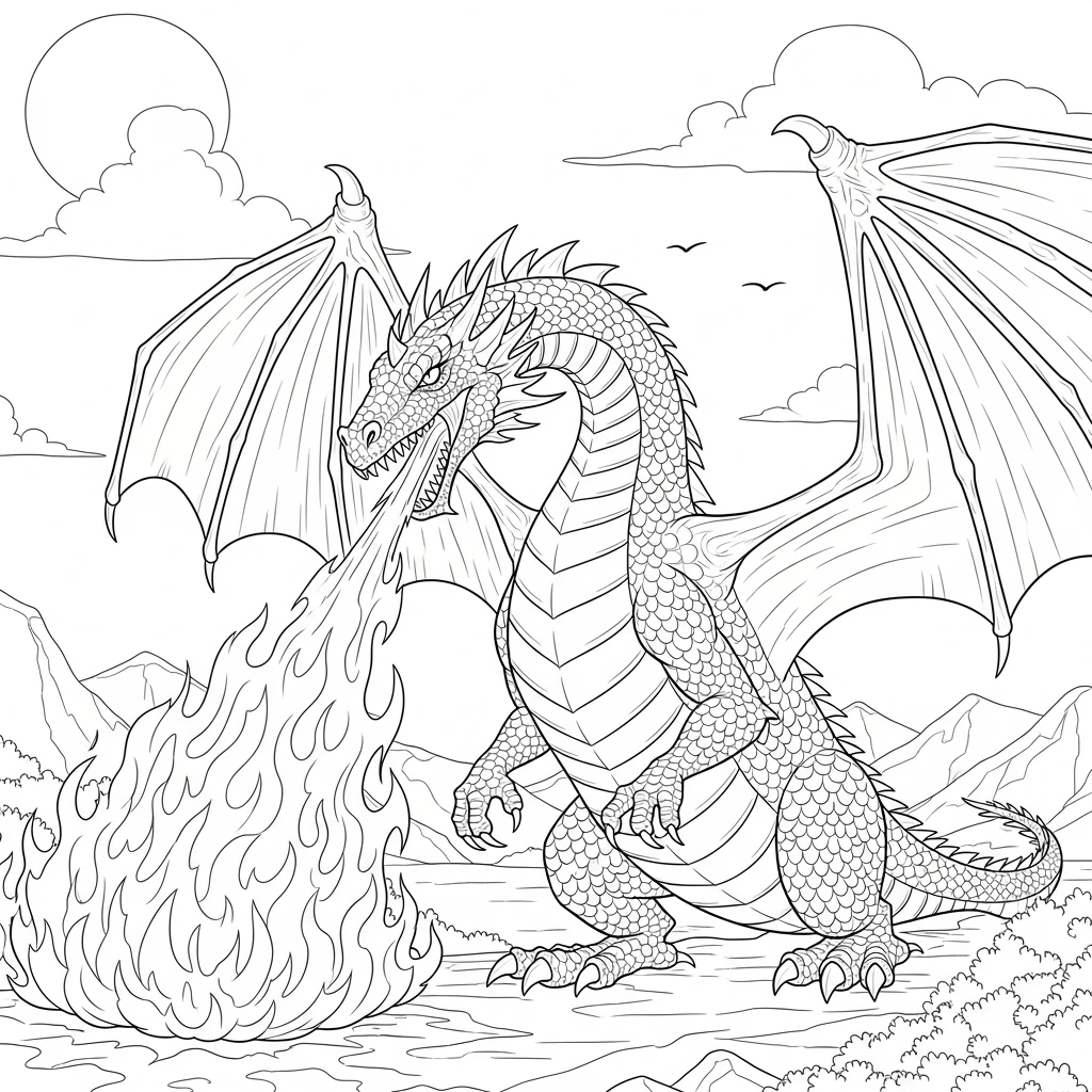 Drachen-Ausmalbild