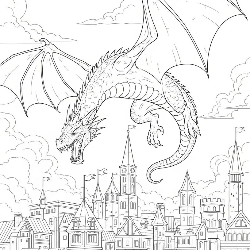 Drachen-Ausmalbild