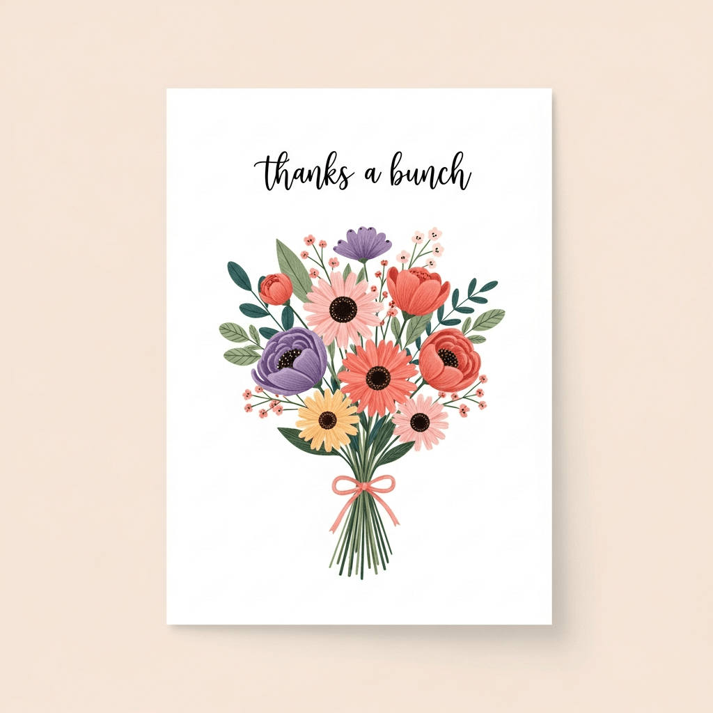 thanks a bunch teacher appreciation card with flowers