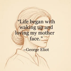 george eliot mothers day quote with an illustration of a woman