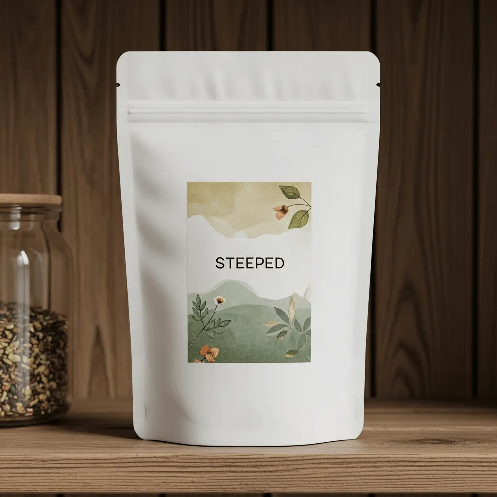 A mockup of a looseleaf tea bag