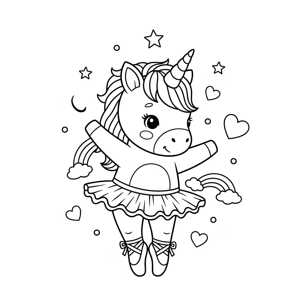 baby ballerina unicorn coloring page