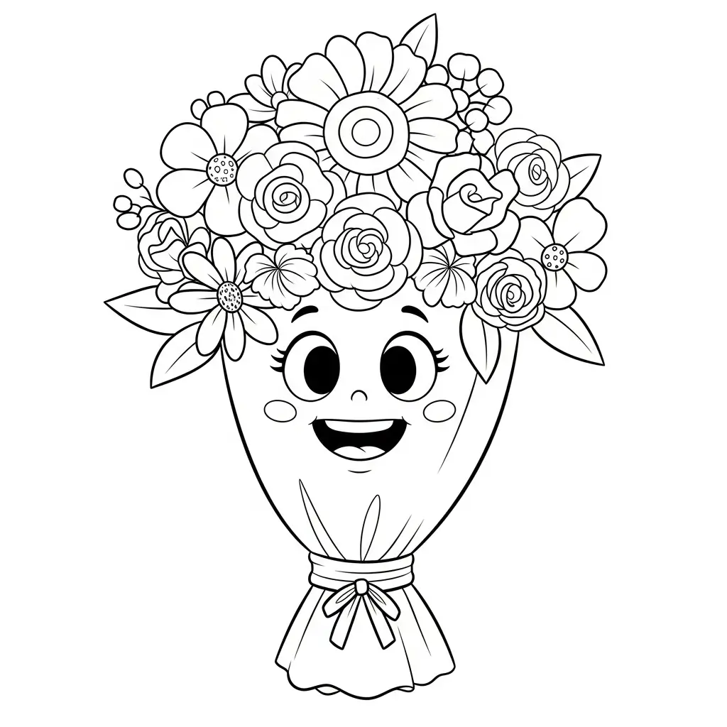 coloriage bouquet de fleurs enfant
