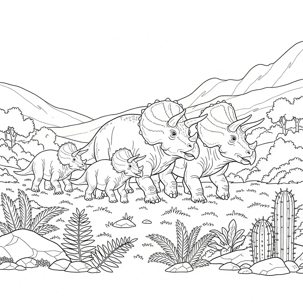 coloriage dinosaure triceratops