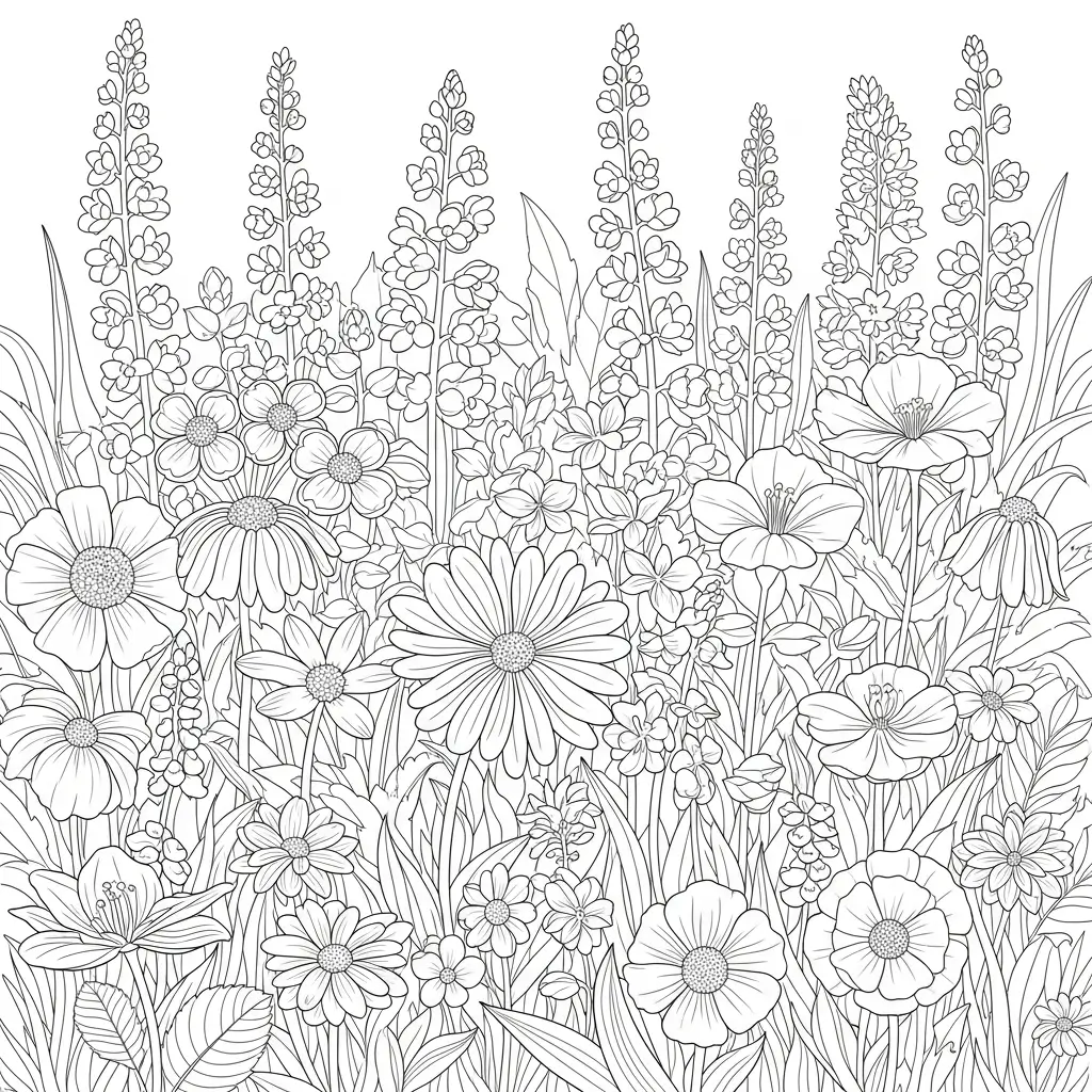coloriage fleurs des champs