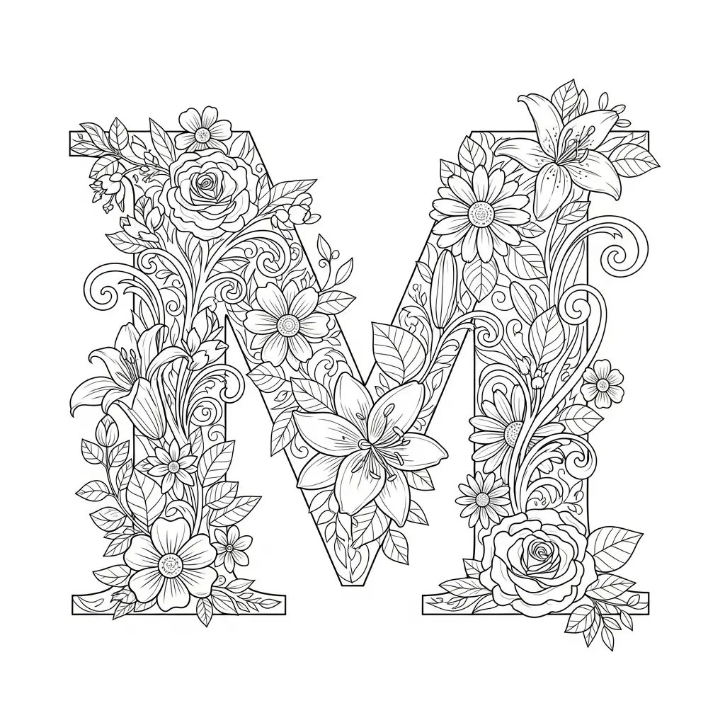 coloriage fleur lettre a