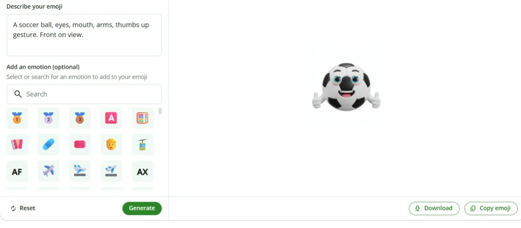 AI emoji generator soccer ball
