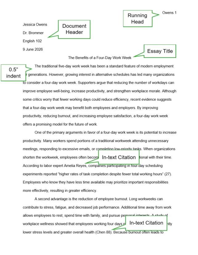 Page 1 of an MLA format essay with a running head, document header, title, and in-text citations
