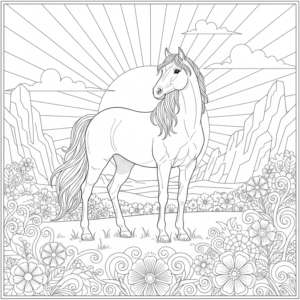Pferd auf Blumenwiese