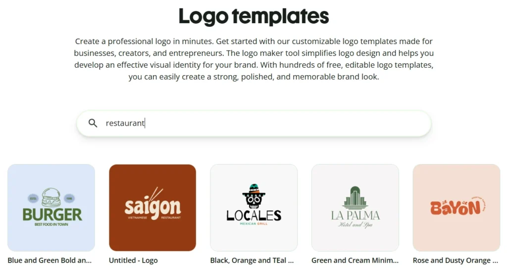 Quillbot's free online restaurant logo templates
