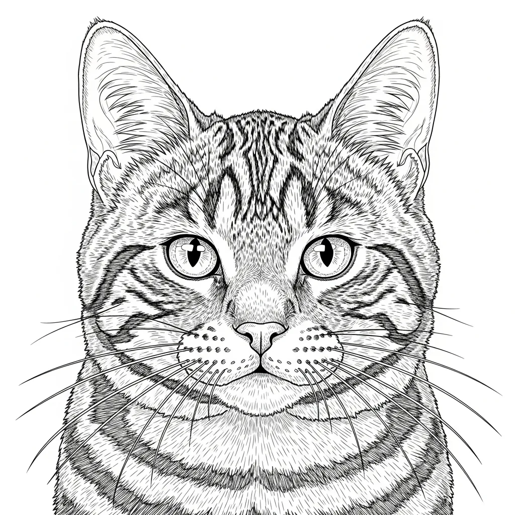 adult coloring page of tabby cat