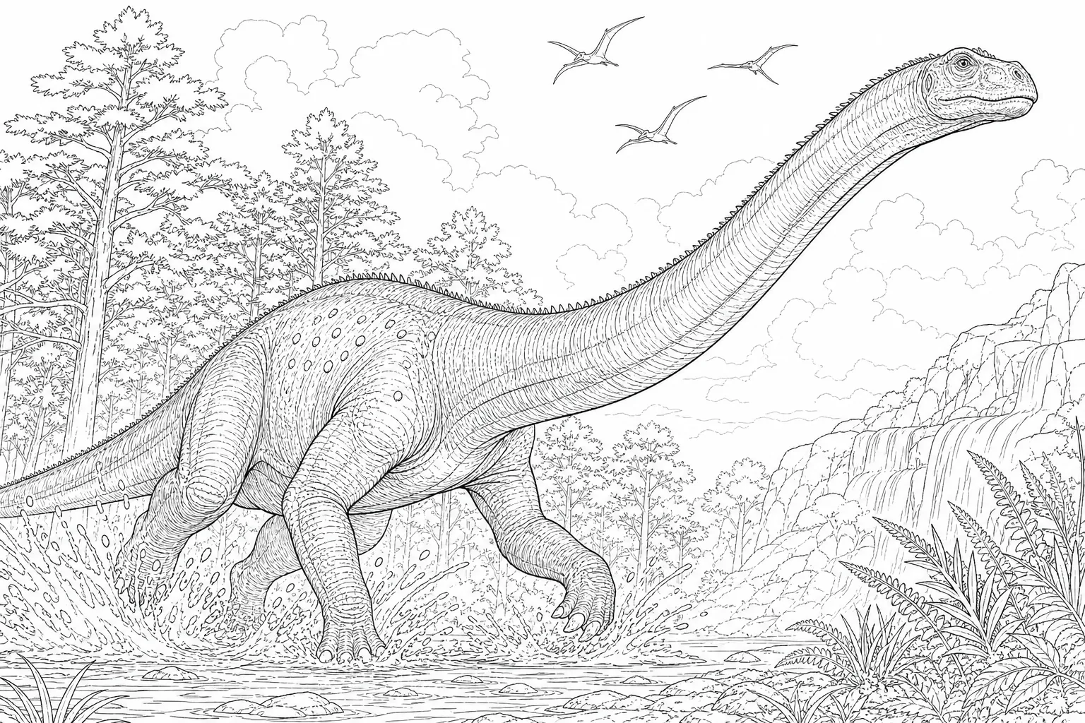 coloring page for adults of a realistic long neck