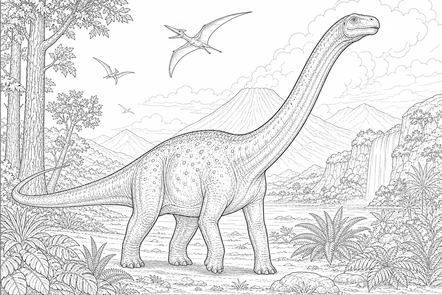 coloring page for adults of a realistic long neck