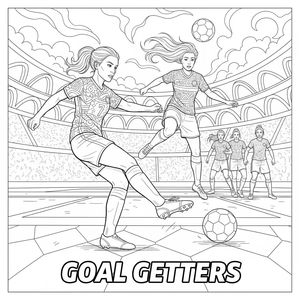 women's soccer coloring page for adults