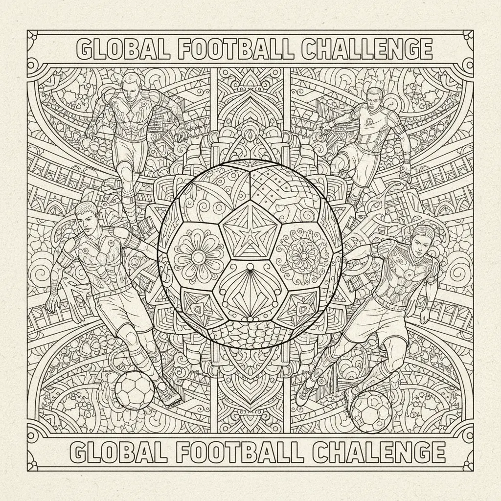 soccer coloring page for adults with intricate patterns