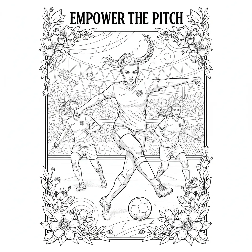 women's soccer coloring page for adults